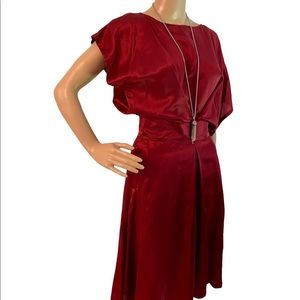 Burgundy silk sexy dress